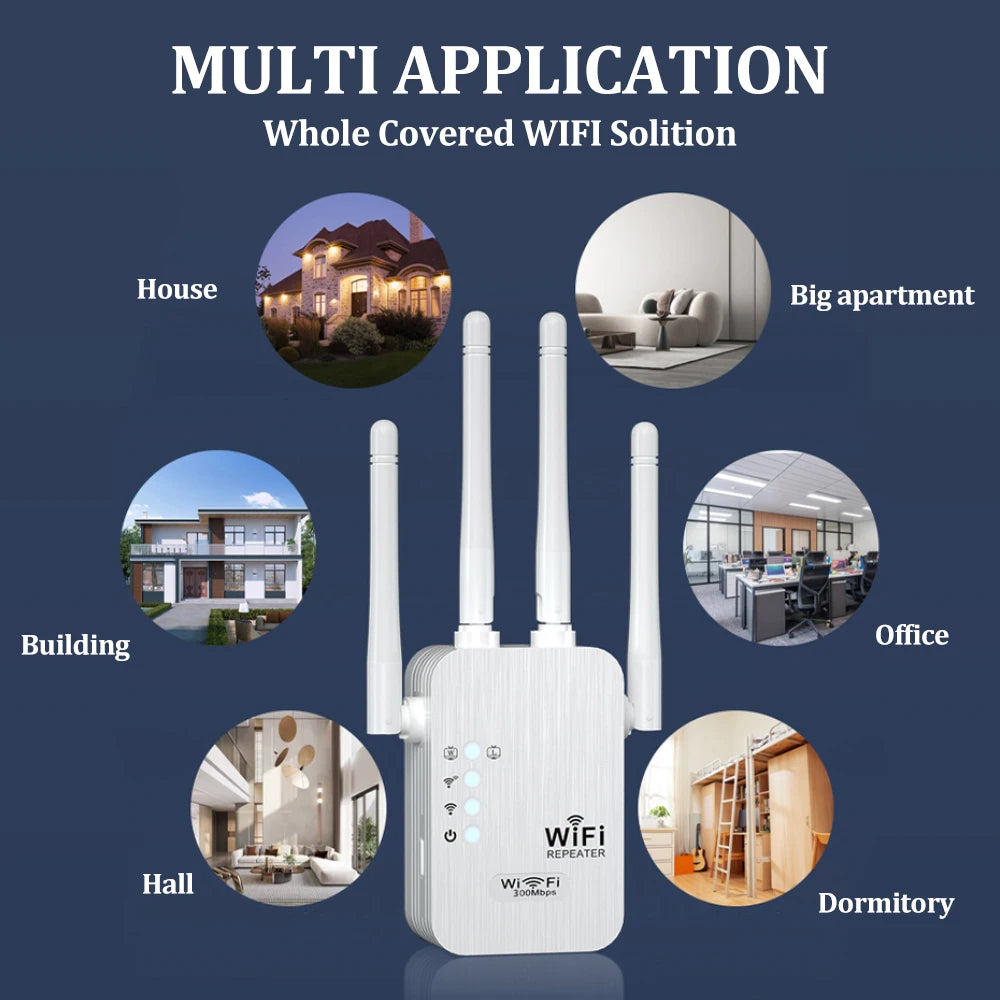 OPTFOCUS 2.4G WiFi Repeater 2LAN 300Mbps Signal Booster