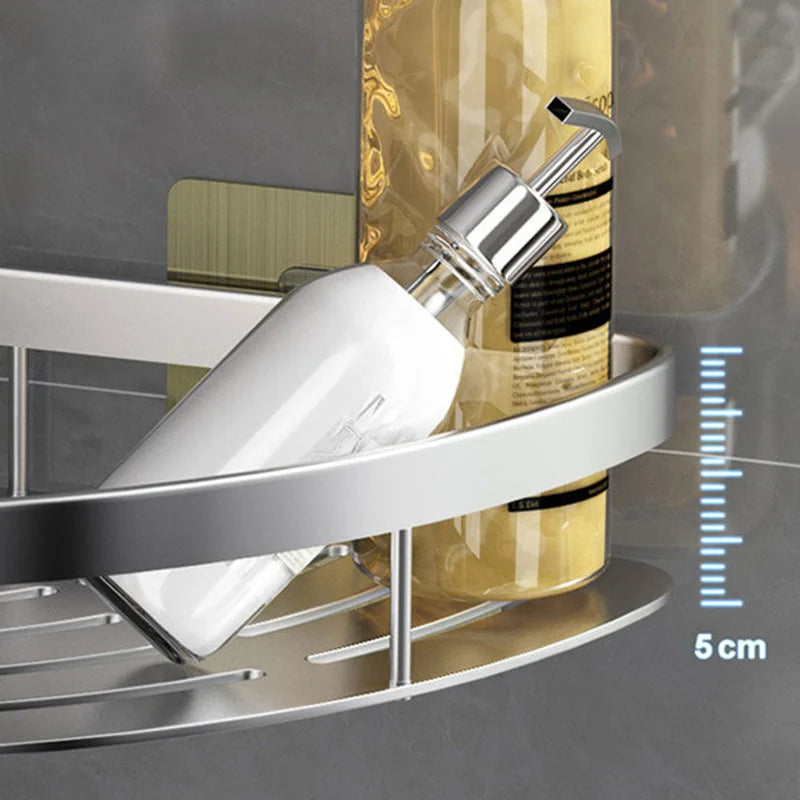 Bathroom Shelf Aluminum Alloy Shampoo Rack No Drill Corner Storage Organizer