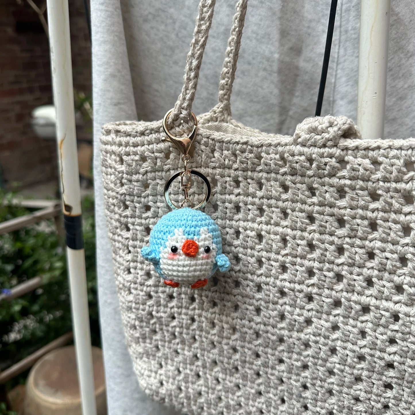Handmade Cute Cotton Wool Penguin Doll Crochet Keychain