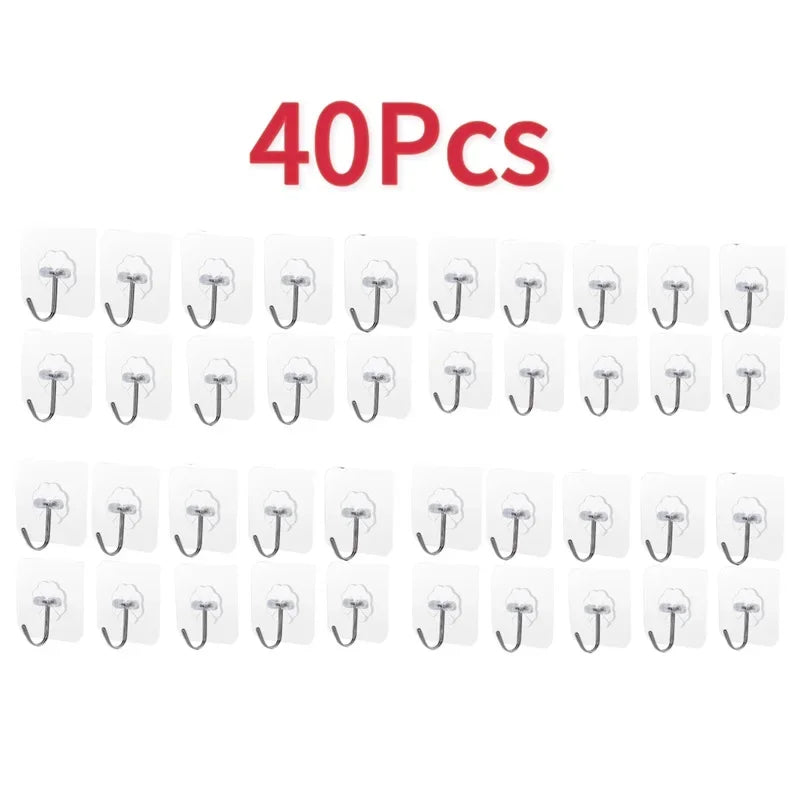 5/10/20Pcs Self-Adhesive Transparent Wall Hooks for Kitchen Bathroom Towel Key Rack