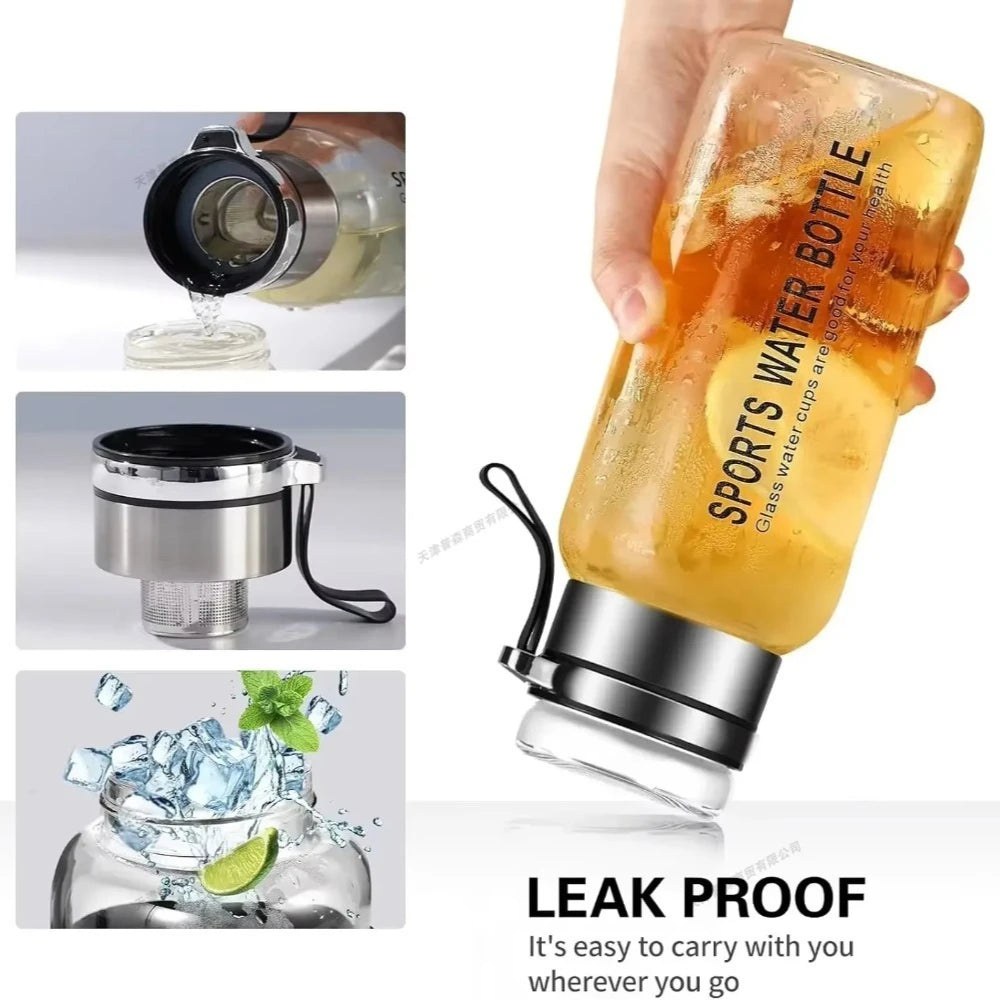 Large Capacity Glass Water Bottles – 0.75L to 2L Transparent Juice & Milk Bottle for Outdoor Travel & Sports