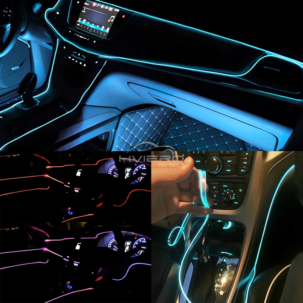 1M/2M/3M/5M Car Interior LED Strip Flexible Neon Lights USB
