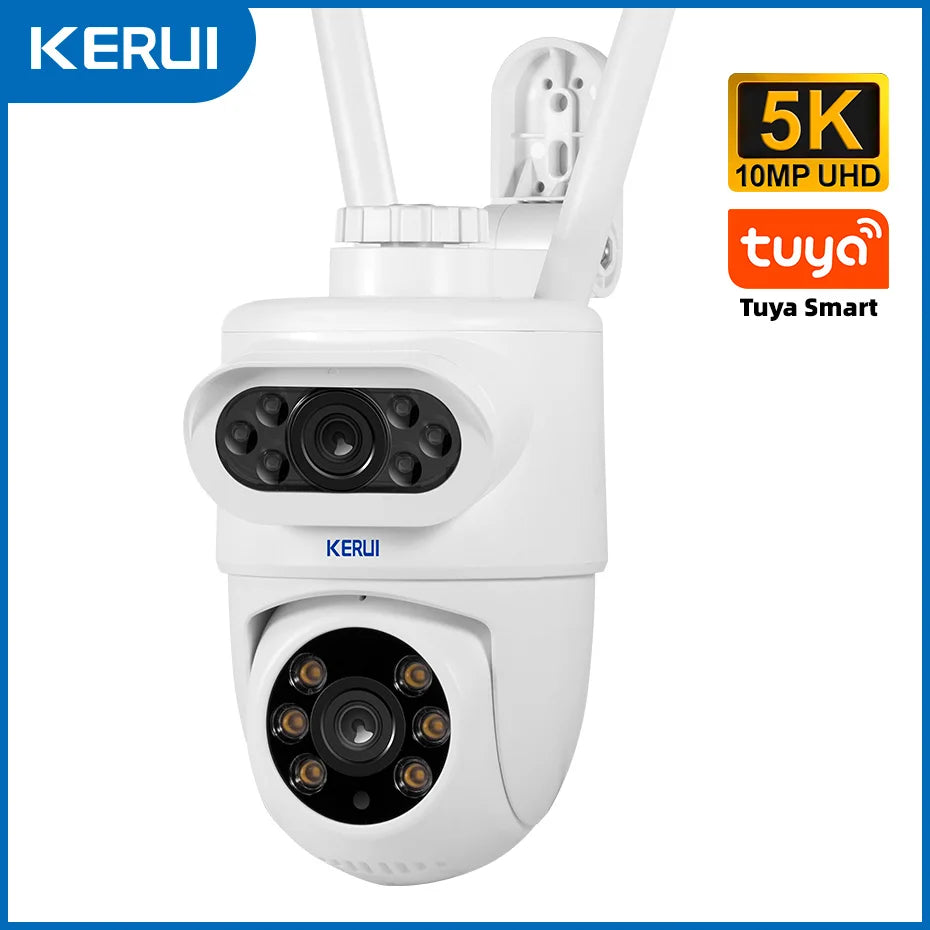 KERUI 4K PTZ WiFi IP Wireless Camera with Dual Lens 10MP 5K Video Surveillance for Outdoor Home Security