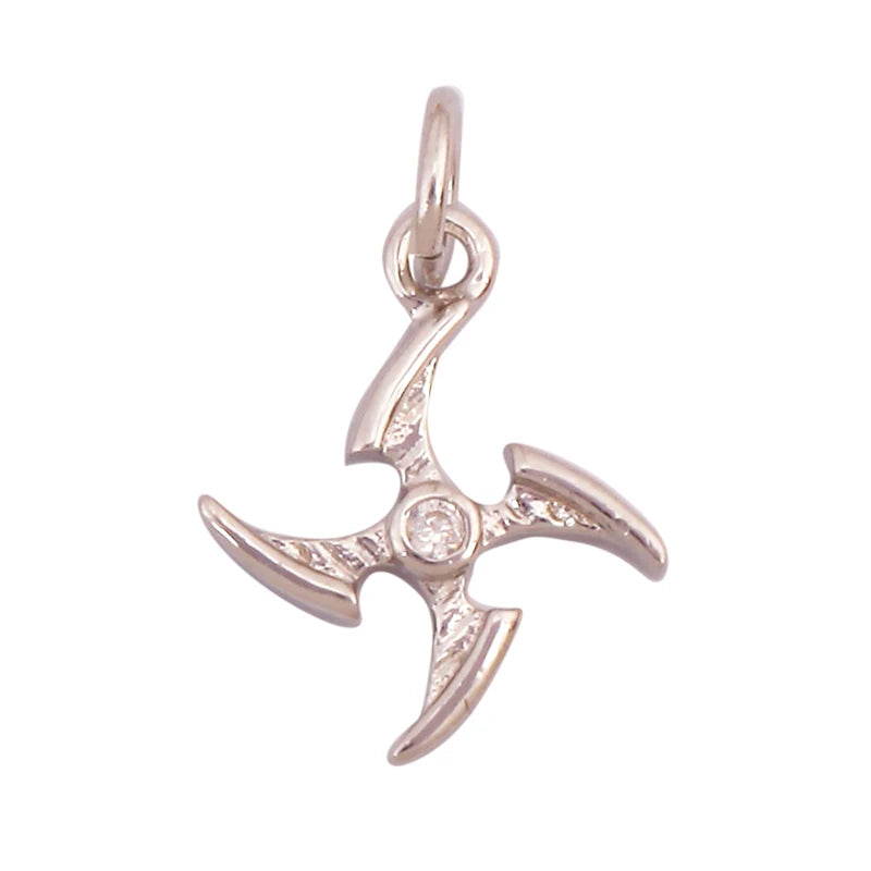 Cowboy Hat Boots Charm Pendant Zirconia 18K Gold Necklace