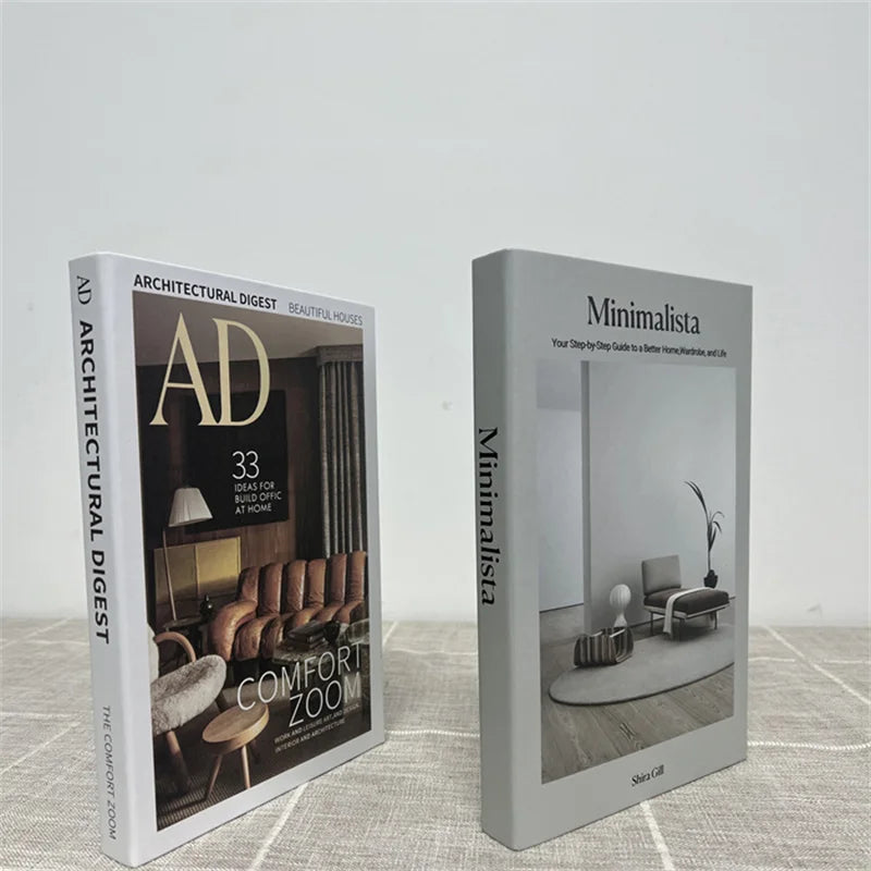 2 Piece Luxury Fake Book Decoration Set for Home and Cafe Decor Vintage Style Ornaments for Study and Club