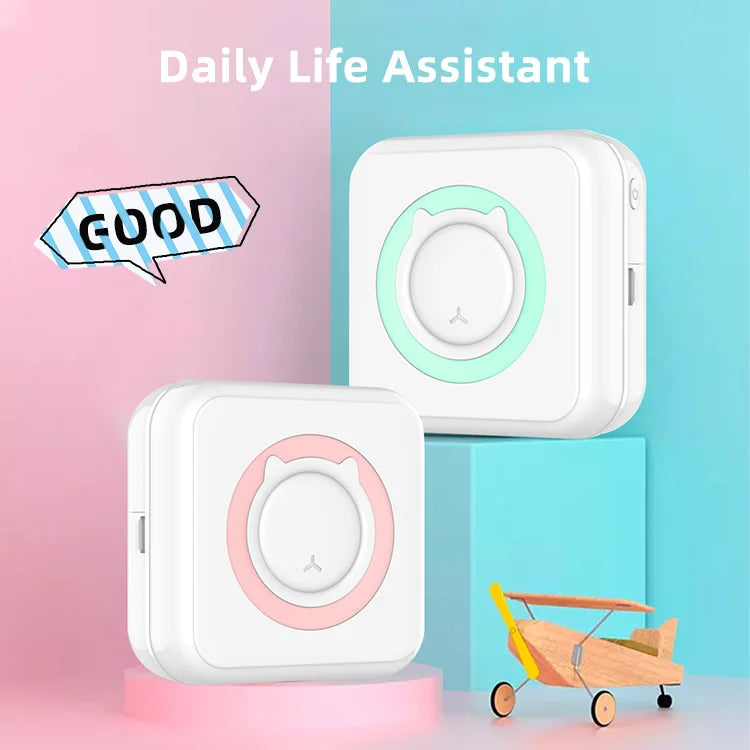 Portable Mini Thermal Printer Wireless BT 203dpi Label Memo Printing