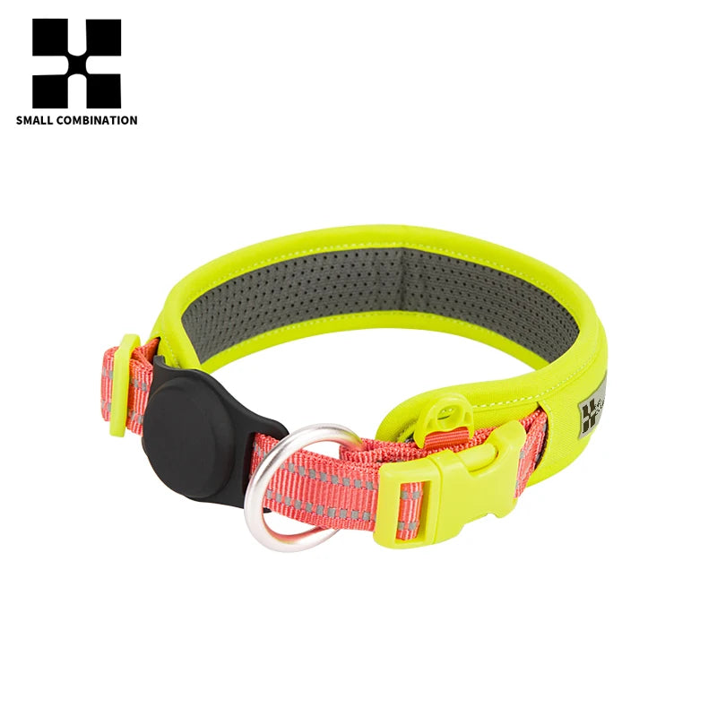 Personalized Adjustable Nylon Reflective Dog Collar with AirTag Holder for Small Medium and Large Dogs