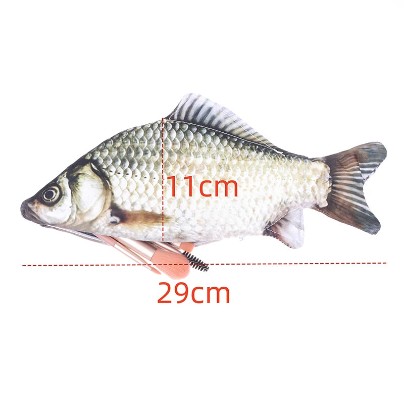 1pc Crucian Carp Pen Bag Realistic Fish Makeup Pouch Case
