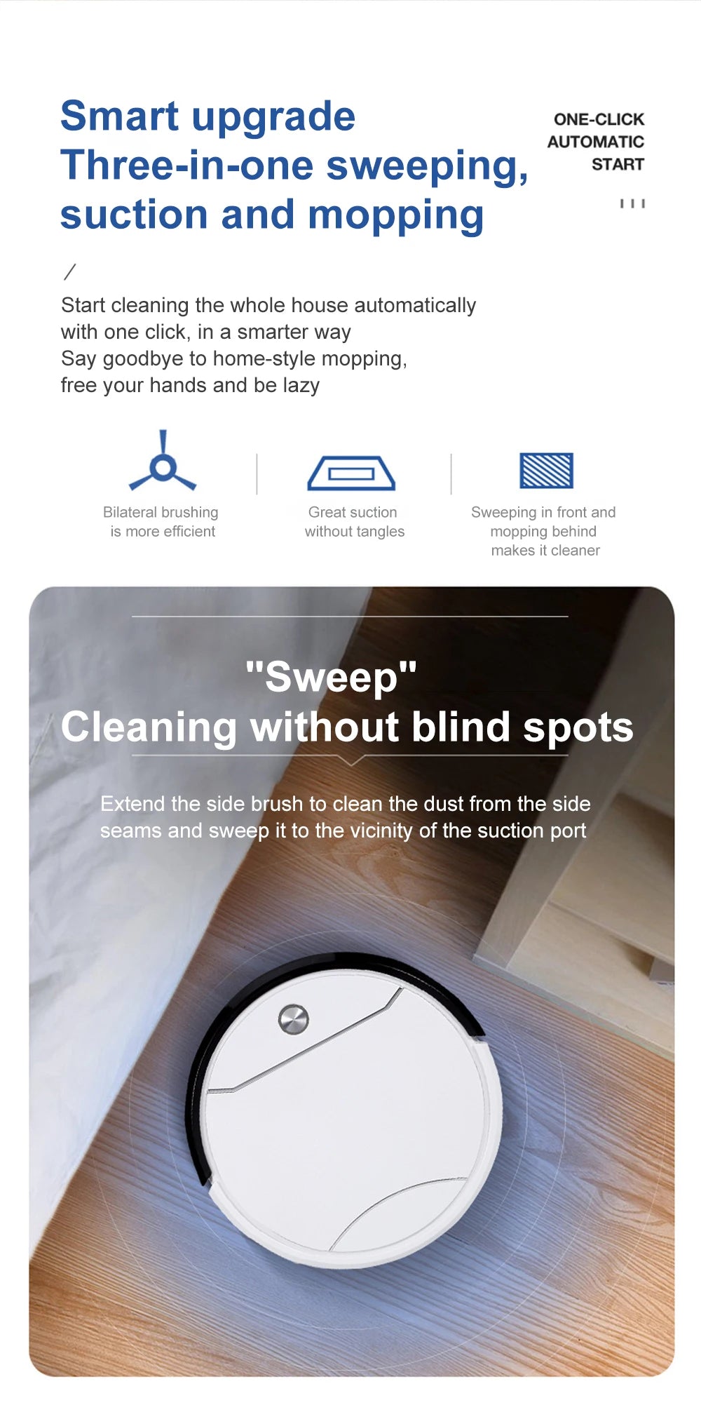 New Robot Vacuum Cleaner Automatic Charging Intelligent Sweeping Robot with 2000Pa Suction