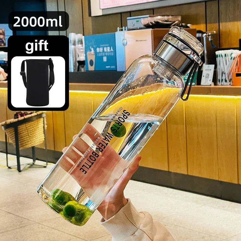 Large Capacity Glass Water Bottles – 0.75L to 2L Transparent Juice & Milk Bottle for Outdoor Travel & Sports
