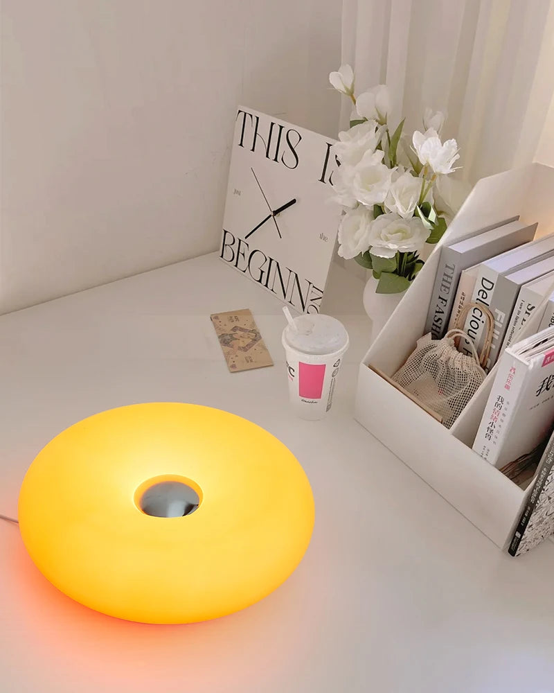 Bauhaus Table Lamp with USB Plug Modern Bedroom and Living Room Decorative Donut Ambient Light