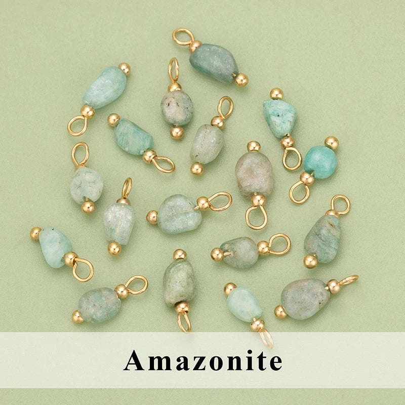 YEGUI C324S 20pcs Natural Stone Charms 18K Gold Plated