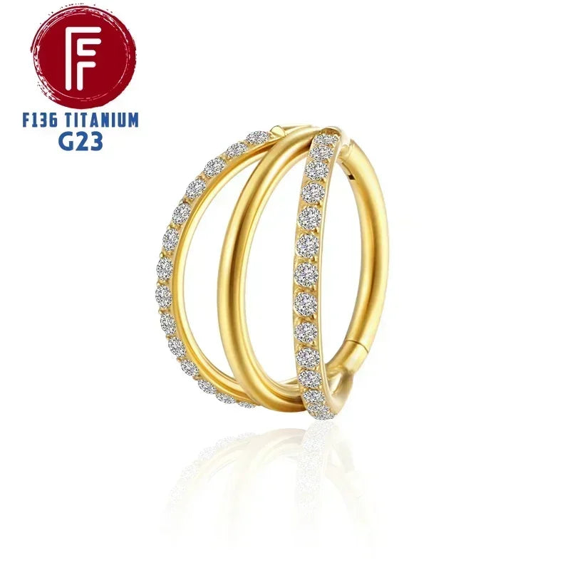 F136 Titanium 3 Layers Nose Rings and Ear Cuff Jewelry