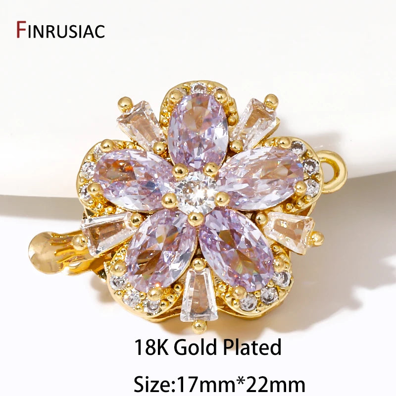 Multi Styles 18K Gold Plated Brass Flower Safety Clasps for DIY Jewelry