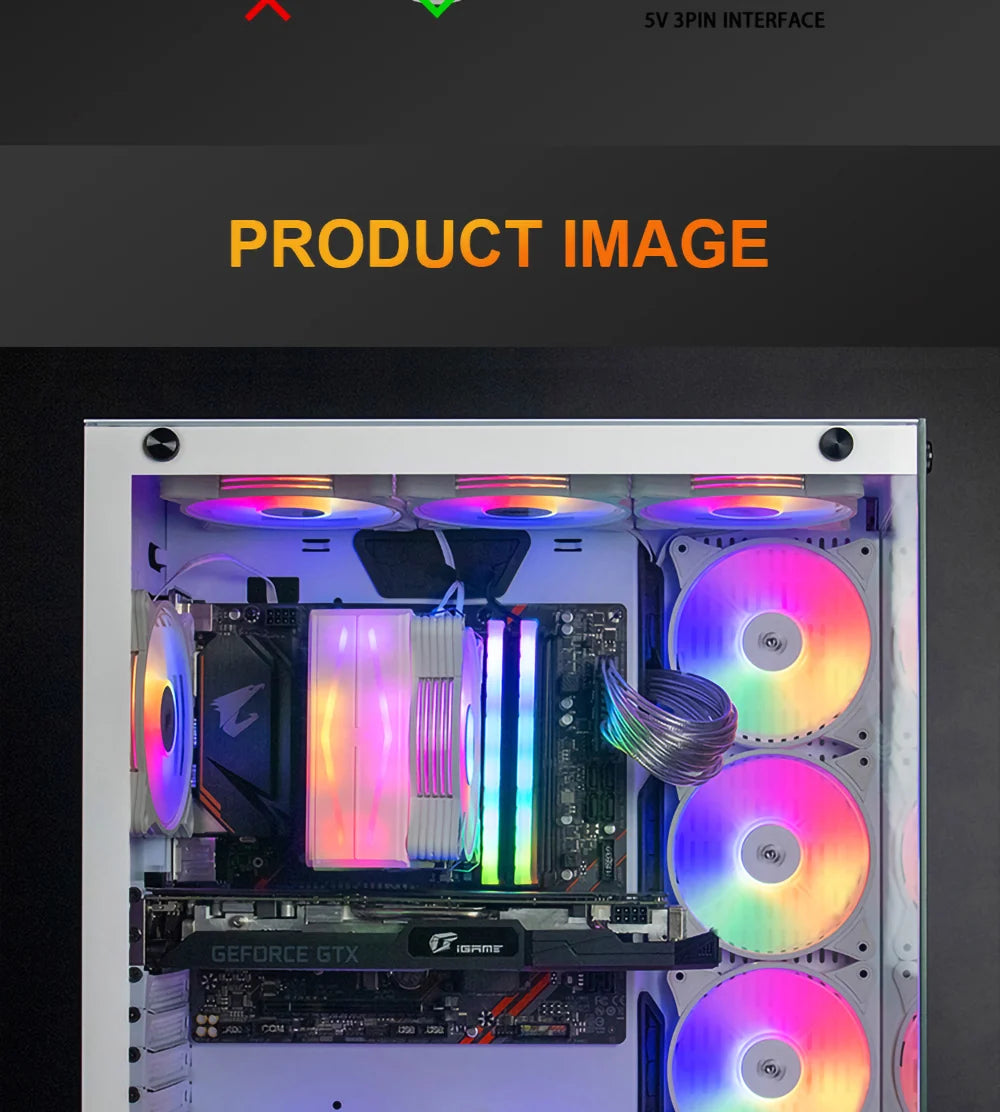 Aigo AR12 White 120mm RGB Fan Cooling Kit for PC Gamer