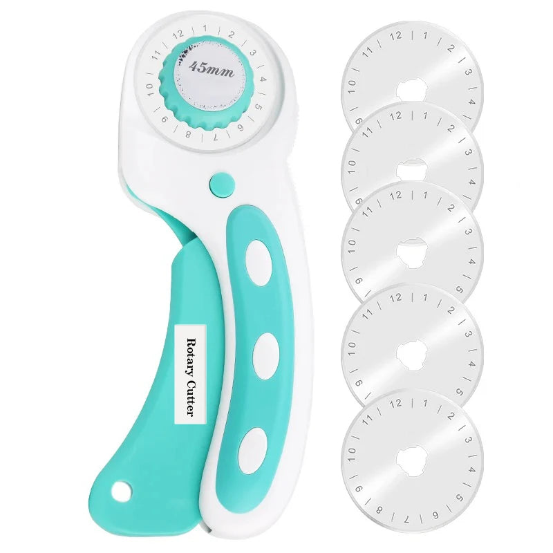 45mm Rotary Cutter with 5 Replacement Blades for Quilting and Sewing Fabric Cutting Tool Set