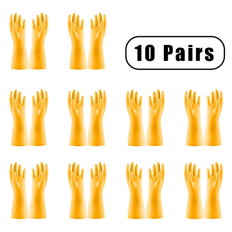 10 Pairs Waterproof PVC Cleaning Gloves for Household Tasks Durable Non-Slip Latex Material for Dishwashing Laundry and General Cleaning