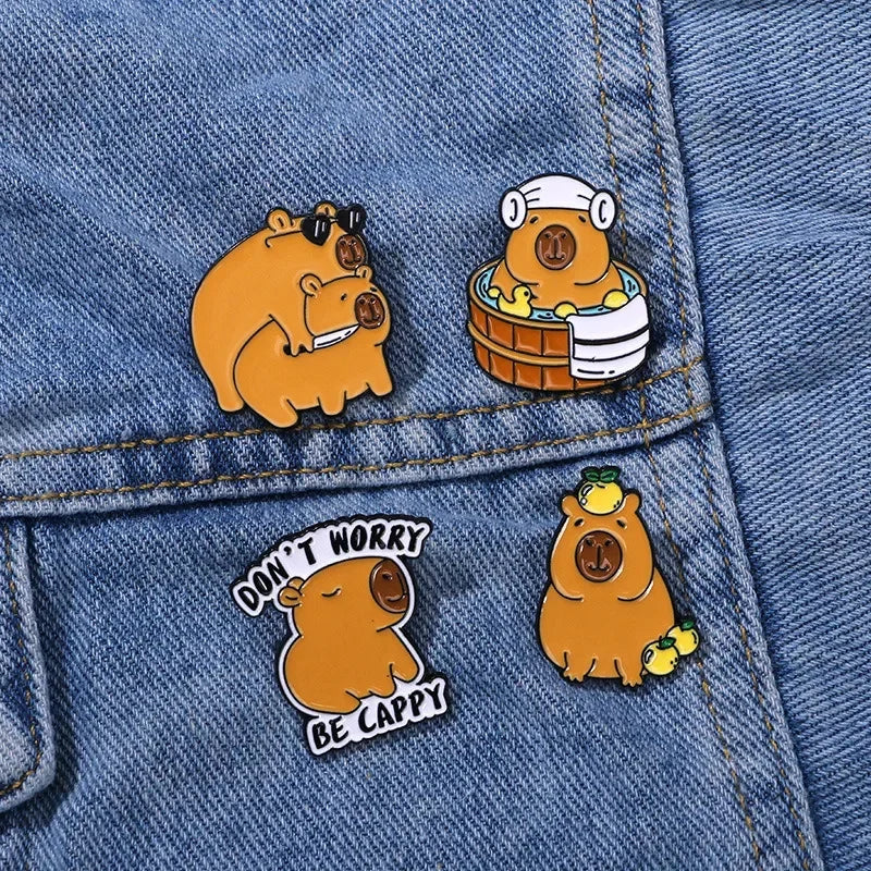 Elviragirl 1Pcs Cute Cartoon Capybara Enamel Brooch Pin