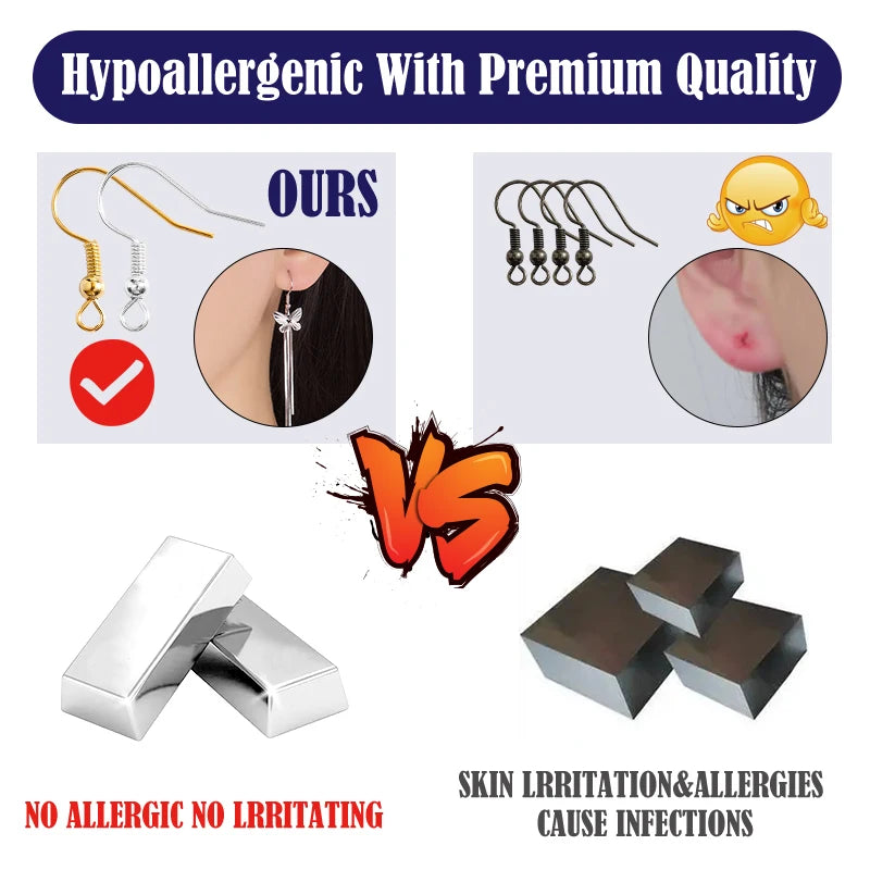 300Pcs Earrings Set Hypoallergenic Hooks Rubber Backs for Jewelry Making