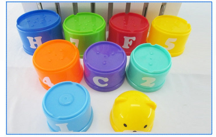 9PCS Set Funny Stacking Cups Toys for Kids Rainbow Learning