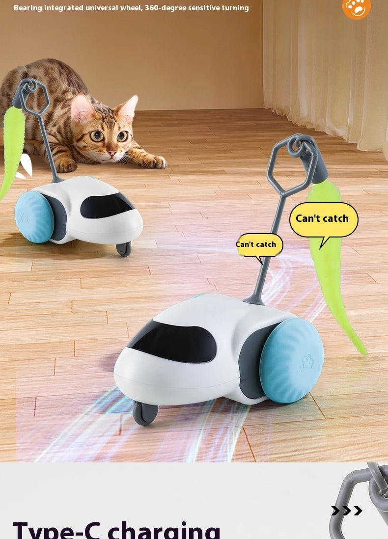Smart Interactive Cat Toy Car Auto-Running Vehicle with Obstacle Detection for Indoor Cats