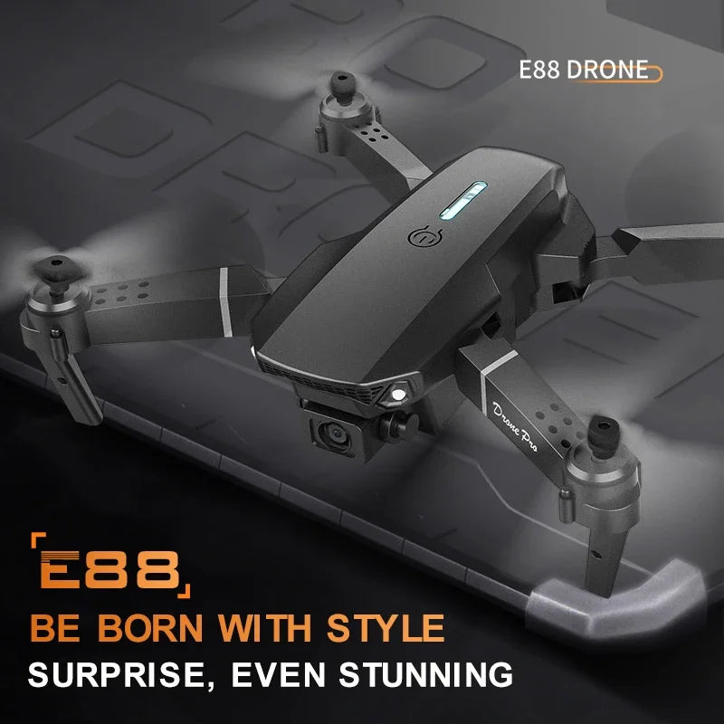 Professional Mini Remote Control Drone E88 4K HD Camera Wifi FPV Folding Quadcopter Gift for Kids