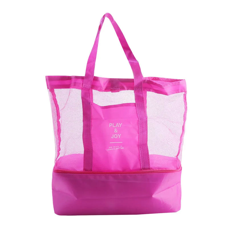 Beach & Picnic Mesh Cooler Bag – Transparent Double-Layer Insulated Tote for Women, Travel & Swim Gear