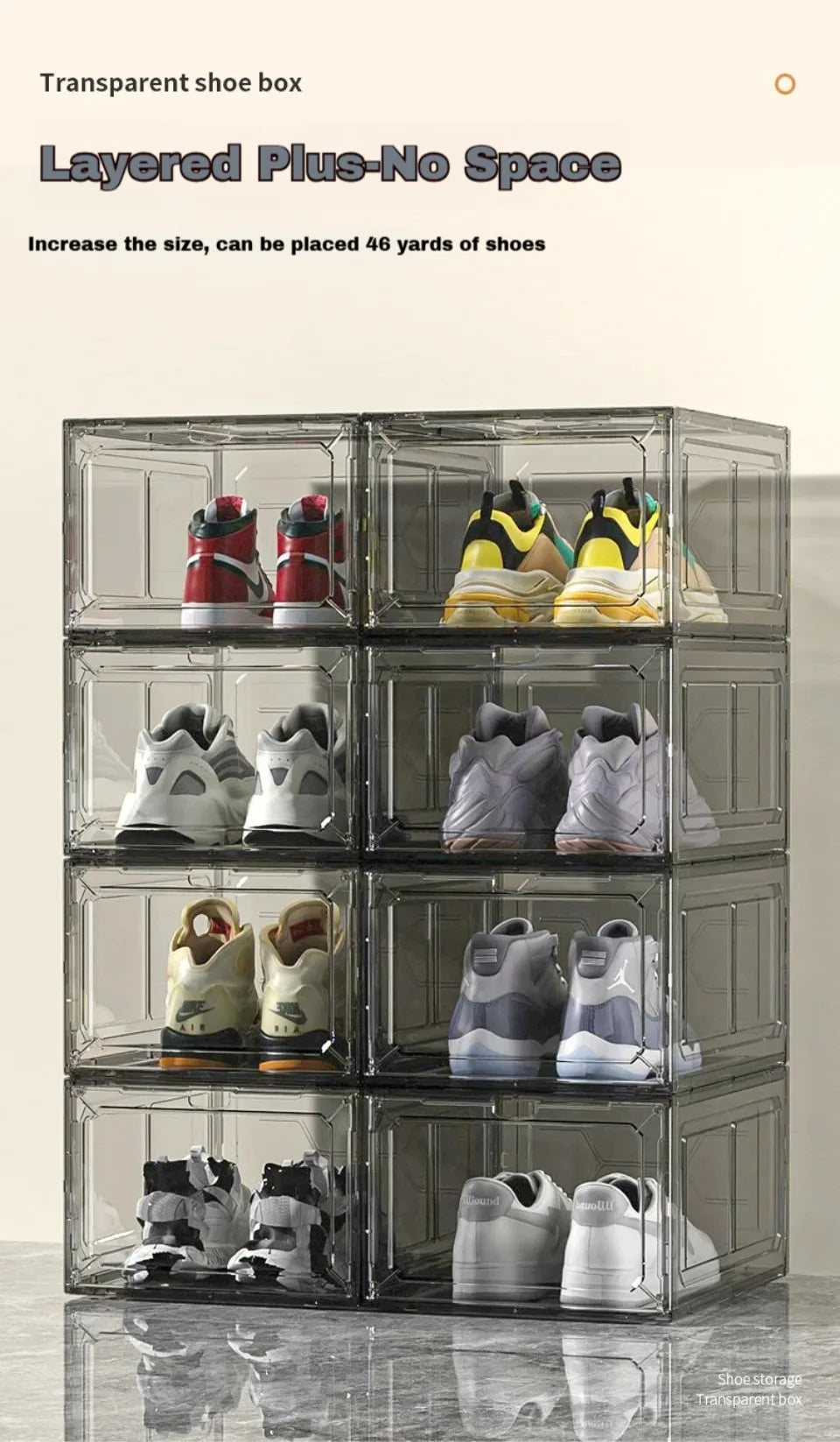Transparent Shoe Box Magnetic Suction Door Dustproof Storage Box