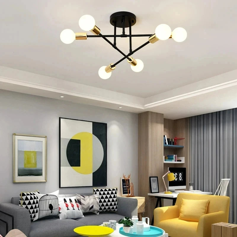Nordic Minimalist LED Pendant Light Chandelier for Bedrooms and Living Rooms Black and Gold Lighting Fixture