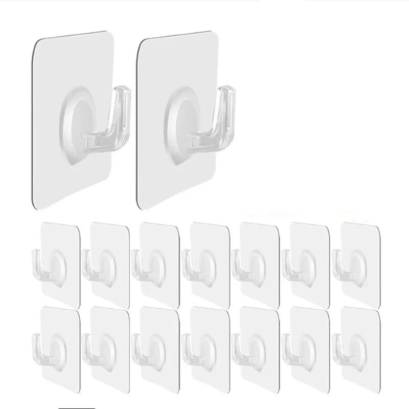 5/10/20Pcs Self-Adhesive Transparent Wall Hooks for Kitchen Bathroom Towel Key Rack