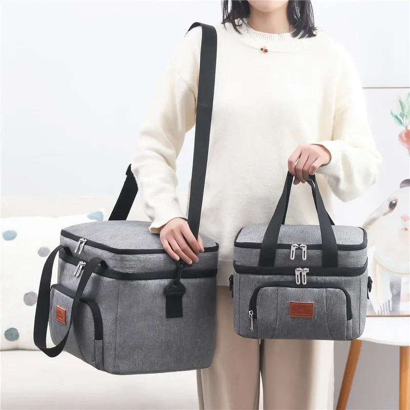 Multifunctional Double Layers Tote Cooler Lunch Bag β Large Capacity for Travel and Picnic