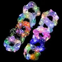 10 Pack LED Glow Hair Scrunchies Light Up Elastic Hairbands for Neon Parties and Celebrations