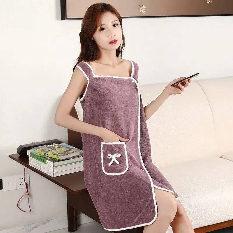 Womens Bath Towels Girls Wearable 140x85 Fast Drying Bathrobe