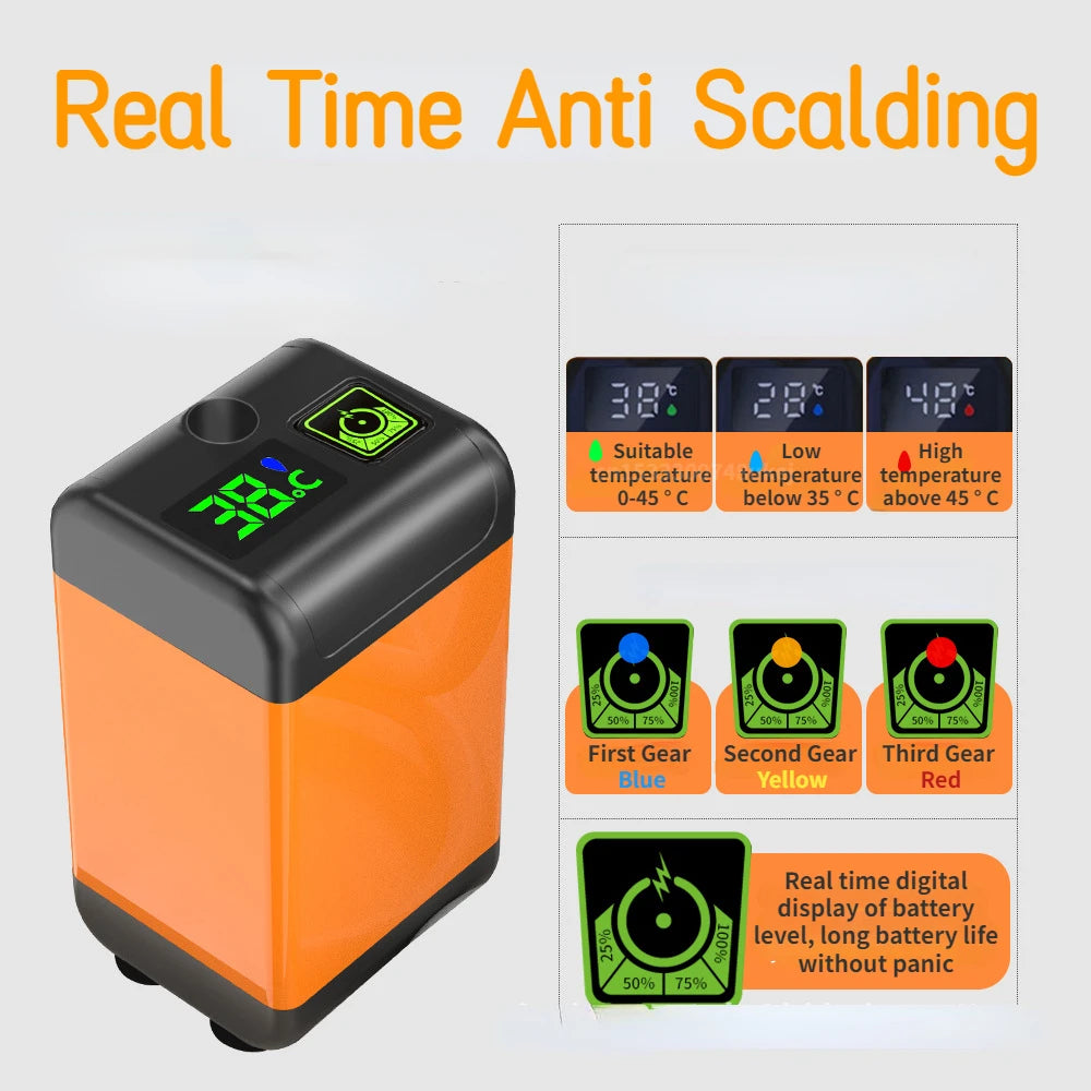 Outdoor Camping Shower Portable Electric Pump IPX7 Waterproof Digital Display