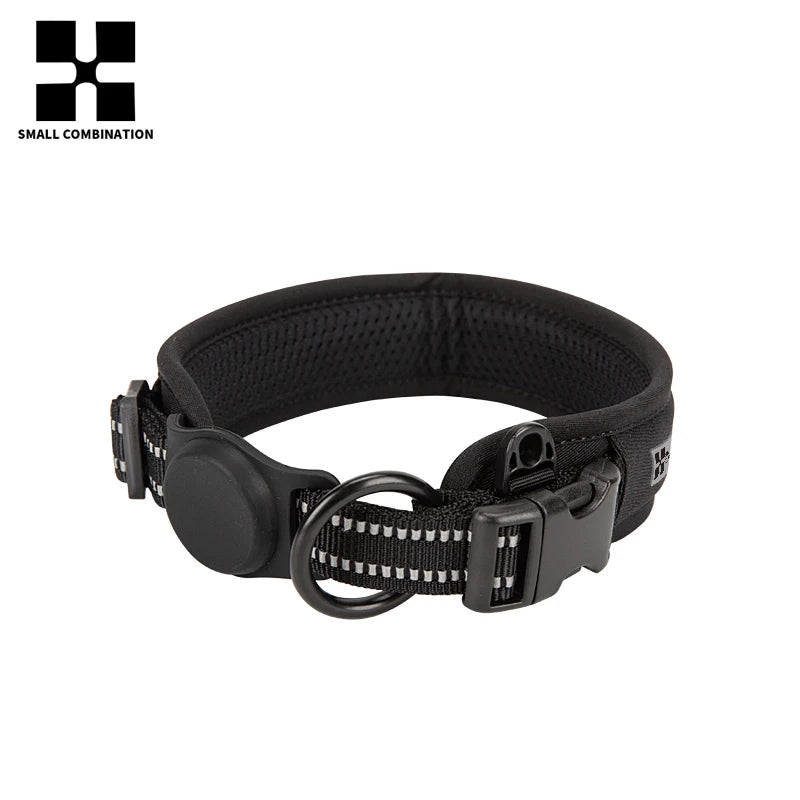 Personalized Adjustable Nylon Reflective Dog Collar with AirTag Holder for Small Medium and Large Dogs