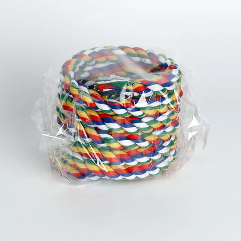 Bird Perch Toy Spiral Cotton Rope Chewing Bar Parrot Swing Climbing Standing Toys with Bell Bird Supplies