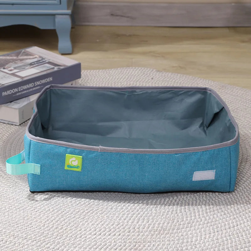 Semi Enclosed Cat Litter Box, Portable Waterproof Oxford Cloth