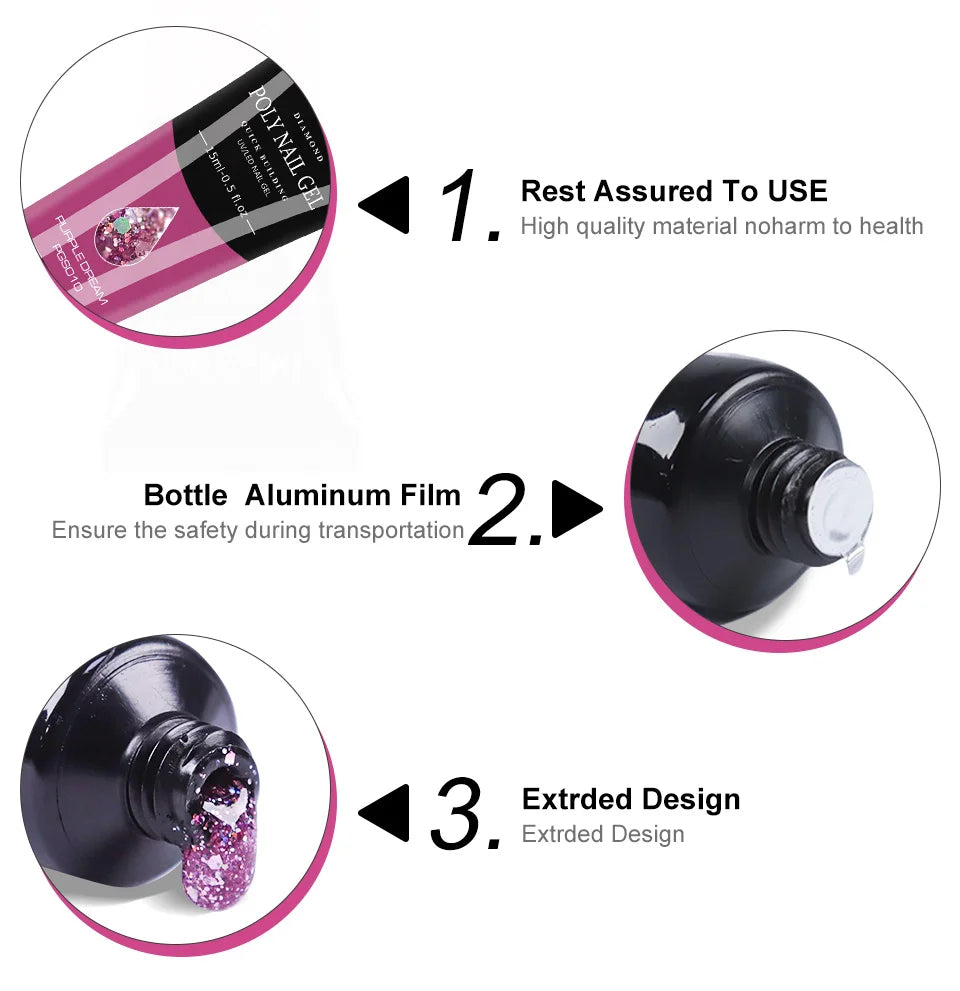 LIMEGIRL 15ml Nail Extension Gel Set with UV LED Light