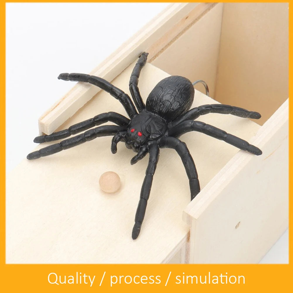 Trick Spider Funny Scare Box Wooden Prank Toy for Friends