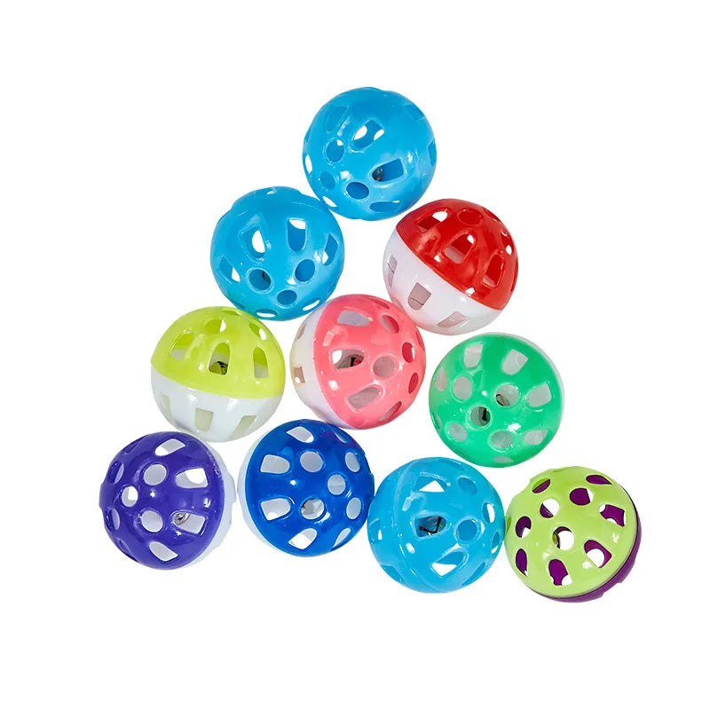 10pcs Parrot Toy Balls Fun Colored Hollow Bell Ball Sound Bird Toy Parakeet Training Interactive Chew Toys Pet Bird Supplies