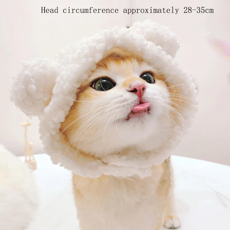 Cute Cat Hat Funny Halloween Cosplay Lion Scarf Wig For Small Dogs Cats Kitten Puppy Headgear Pug Creative Clothes Accessories
