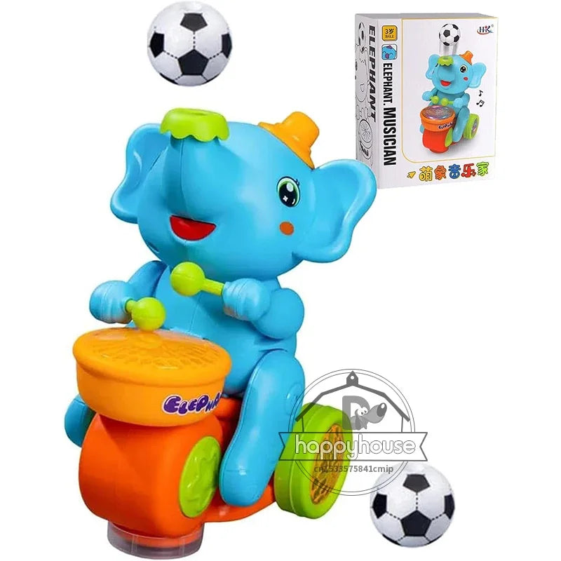 Musical Walking Elephant Drummer Toy for Kids with LED Lights and Sensory Activities Educational Learning Toy