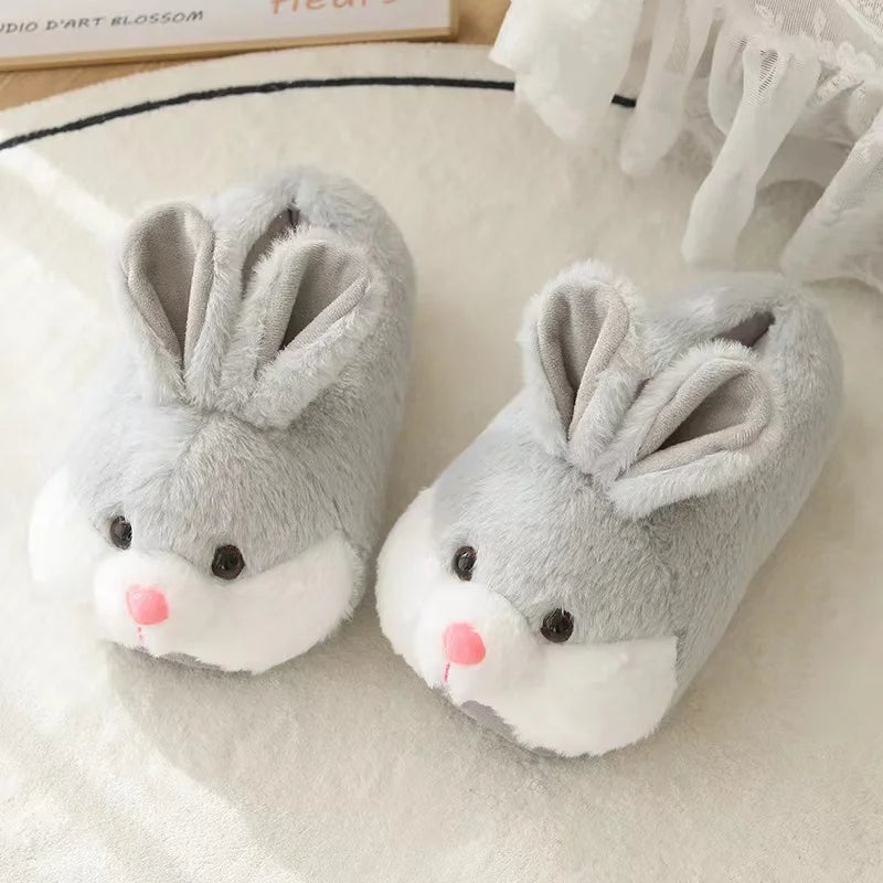 Cute Cartoon Rabbit Cotton Slippers Warm Non-slip Plush Shoes