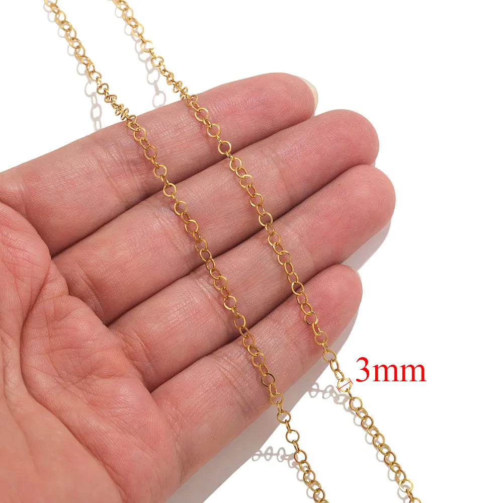 2 Meters Lips Beads Chain for Jewelry Making Gold Findings