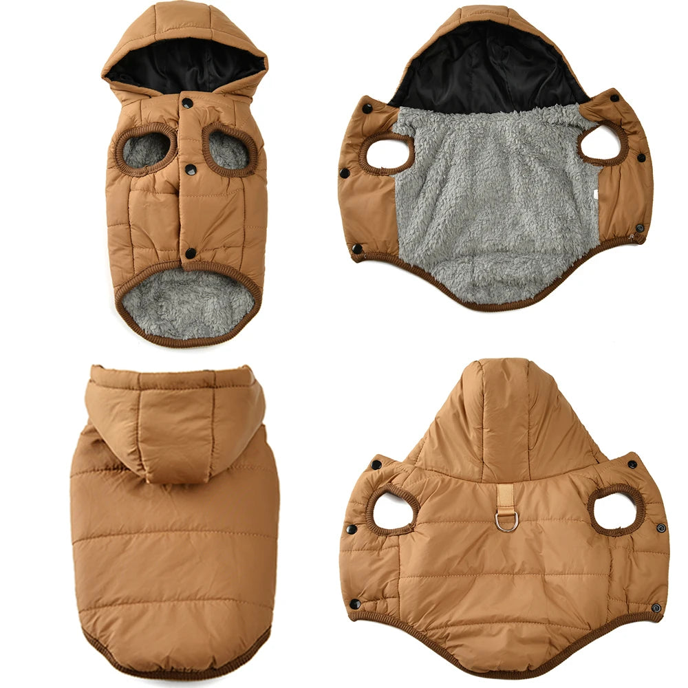 Dog Hooded Winter Jacket Soft Warm Fleece Velvet Puppy Vest Coat Pet Dog Hat Clothes Cold Proof Winter Padded Yorkies Costume