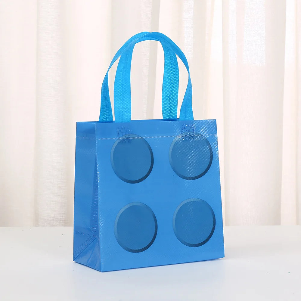 Colorful Building Block-Themed Non-Woven Gift Bags for Kids Birthday Parties and Children's Day Supplies - 12 or 30 Pieces