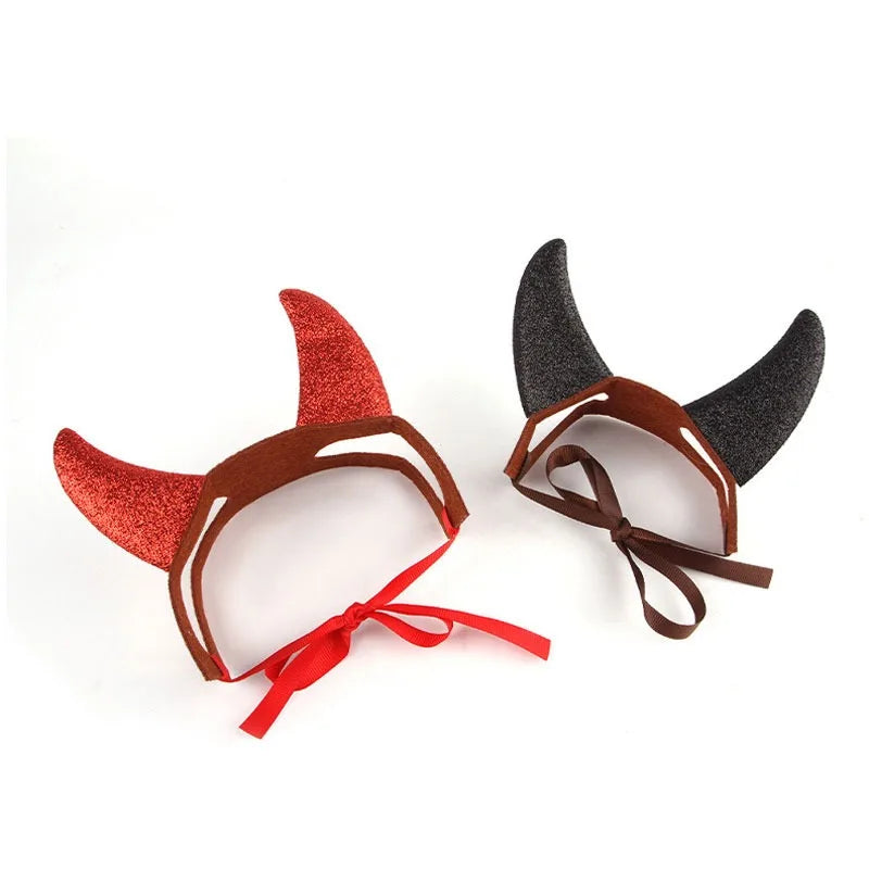 Pet Costume Set Cute Devil Transformation Outfit with Horns & Bat Wings Funny Animal Dress-Up for Cats Halloween Cosplay