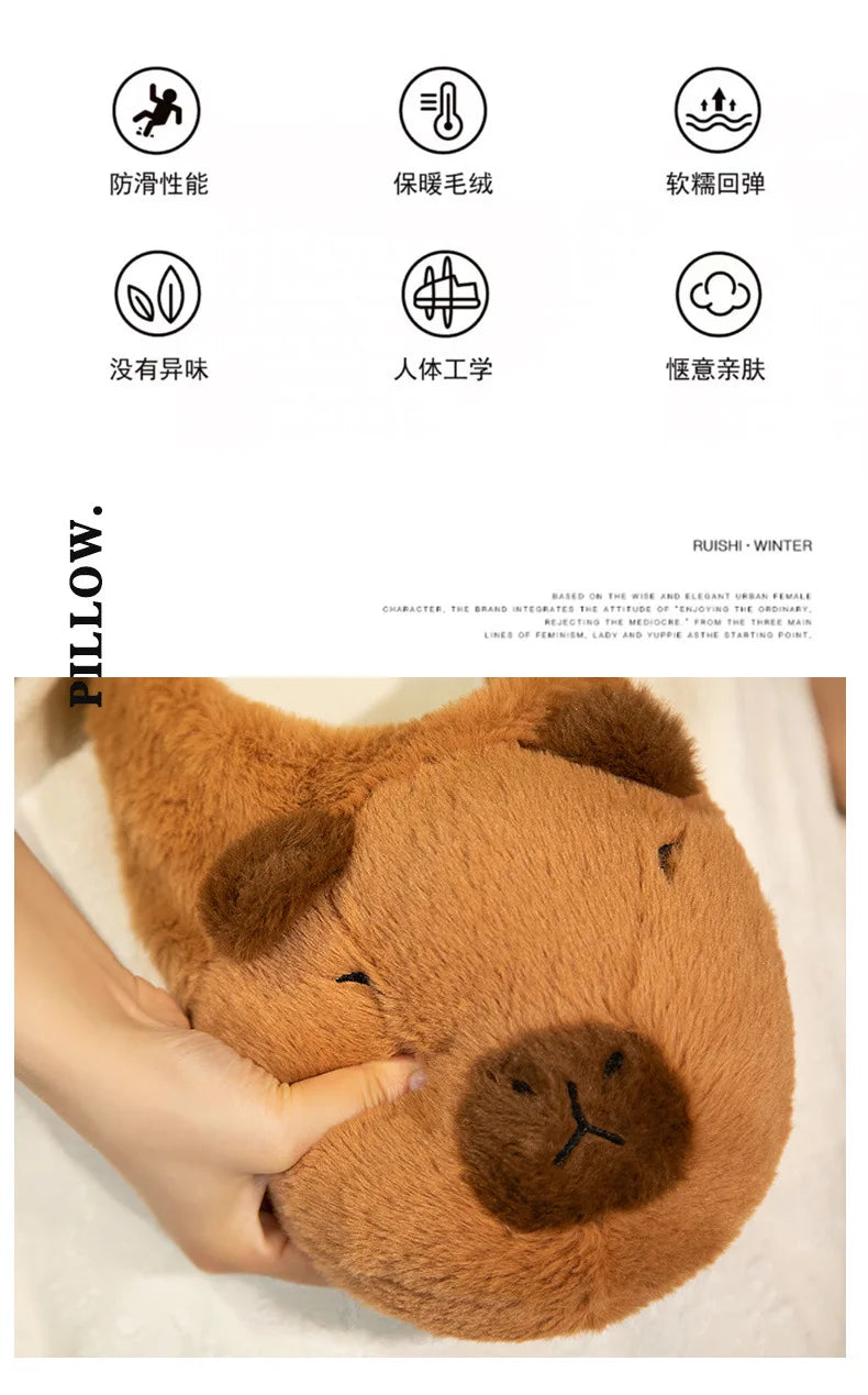 Cute Capybara Plush Slippers Soft Warm Indoor Shoes