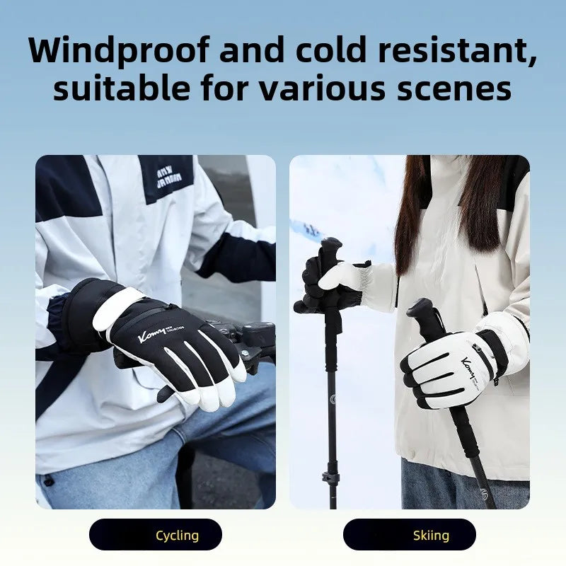 Non Slip Touch Ski Gloves Waterproof Pocket Warm Unisex Snowboard Accessories
