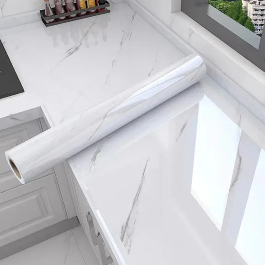 Modern Waterproof Marble Wallpaper Self Adhesive Foil Stickers for Kitchen Decor